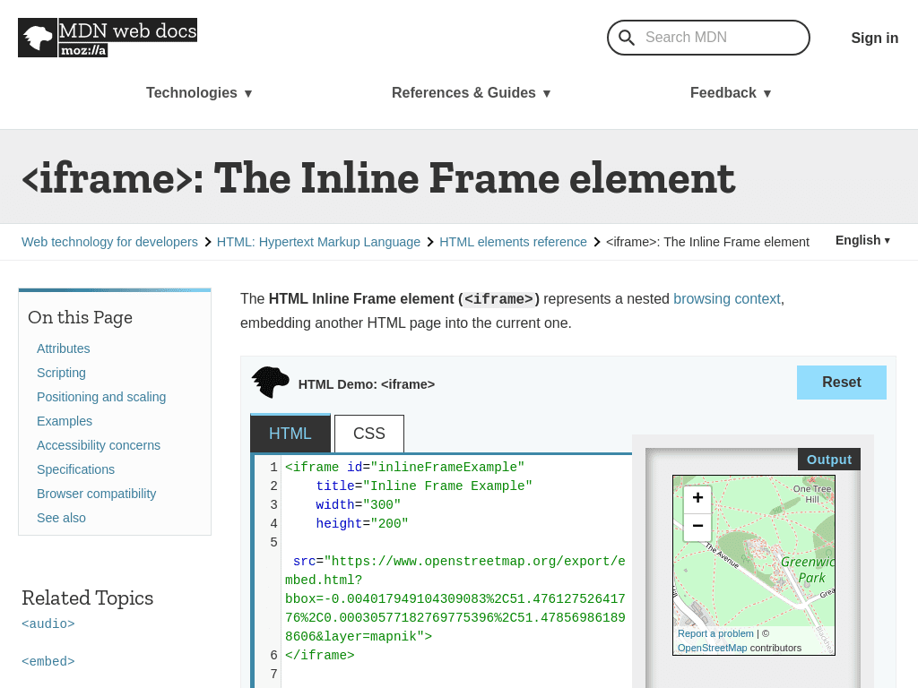 iFrame website