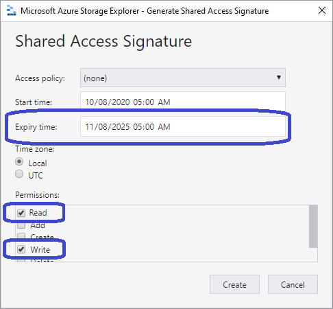 Azure Write-Access SAS Token