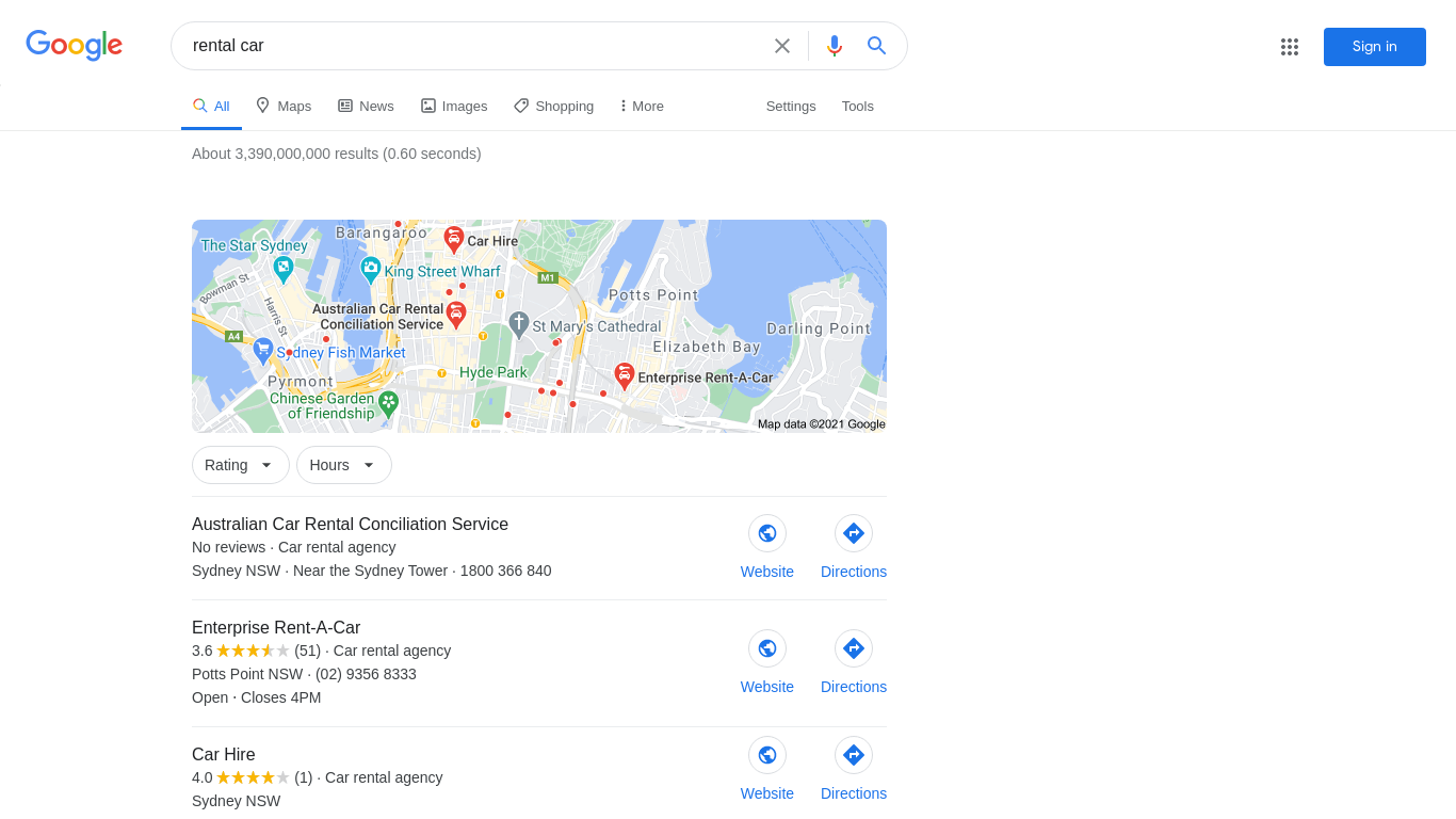 Google Search results screenshot from New South Wales, Australia region