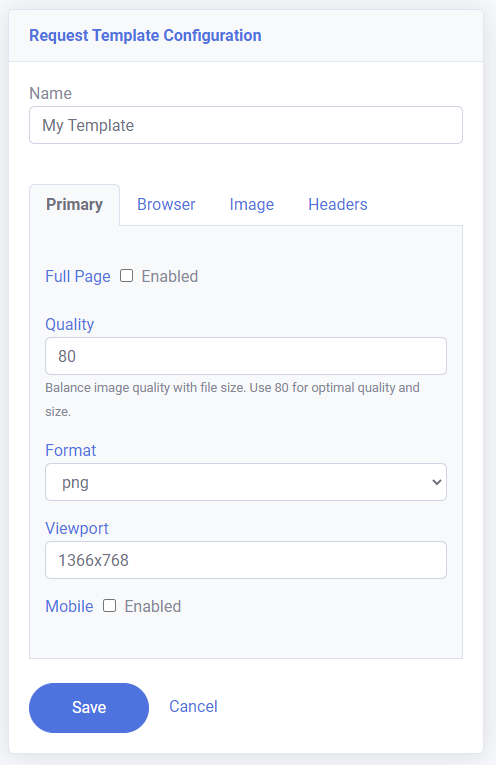Example of Request Template