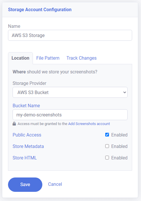 Storage Template Example
